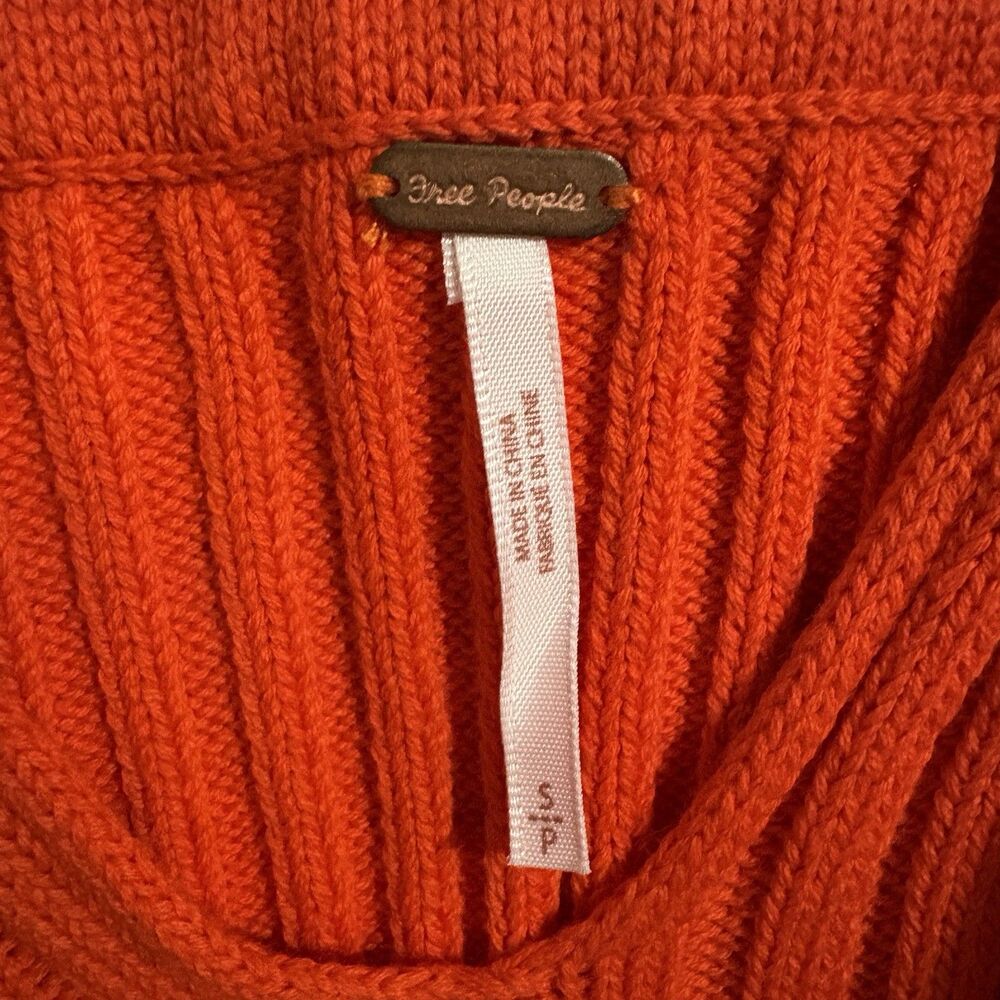 Free People Orange Knit Crop Tank Festival Boho Beach Hippie Fairy Earth Women S - Picture 3 of 6